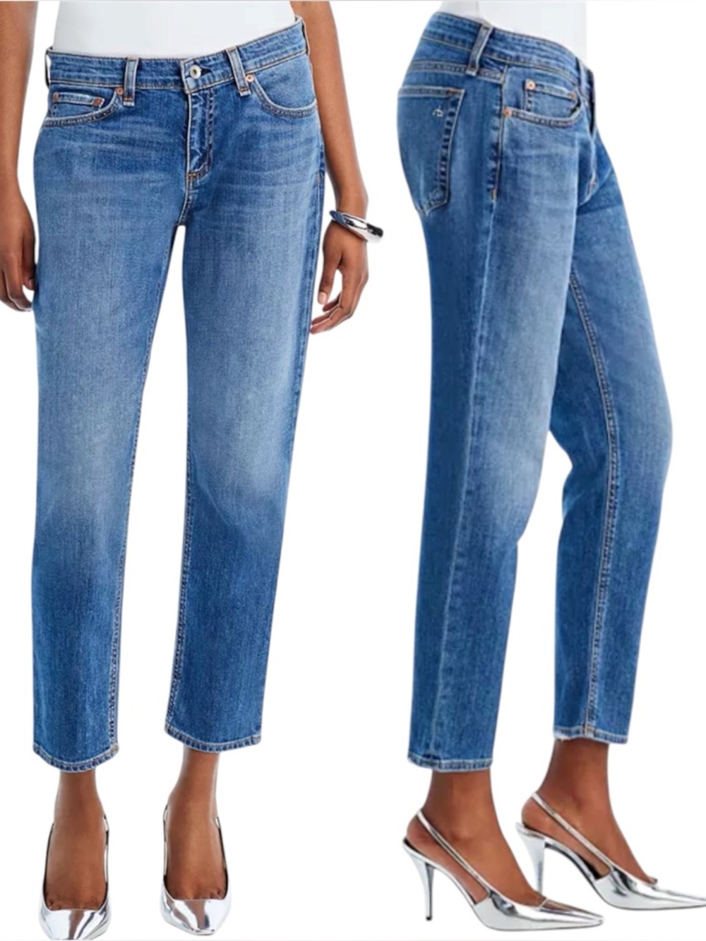 Rag & Bone Women’s 26 Dre Low Rise Slim Boyfriend Jeans Blue Denim Julienne Y2K